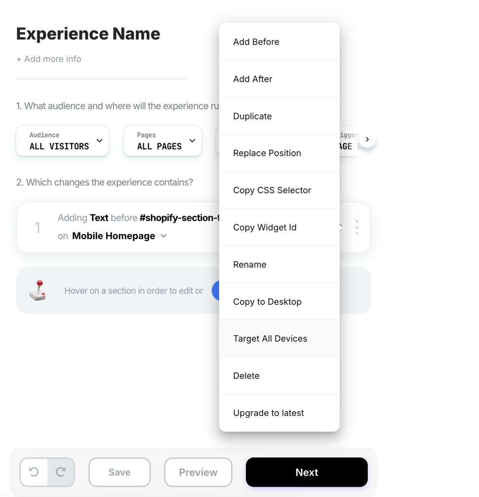 Why is my experience showing up only on desktop or mobile?